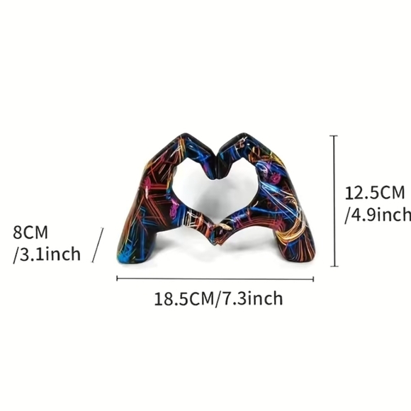 1pc Sculpture of hands with heart in colorful resin POSH LOVE decoration - Picture 2 of 11